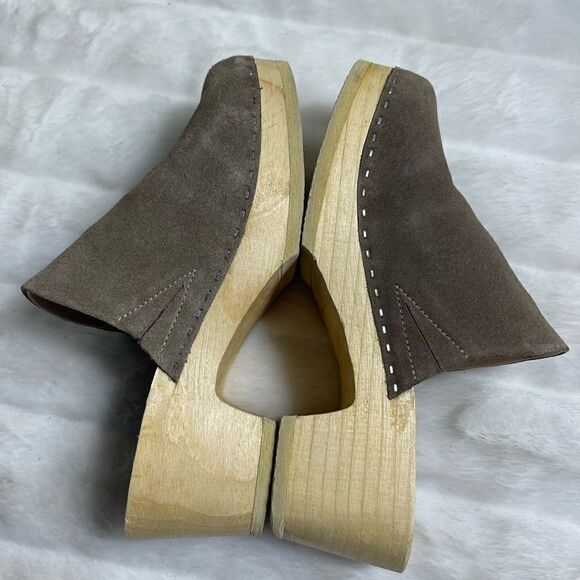 Rag & Co Darcie taupe suede clogs wooden block heels EUR 38 - Picture 3 of 11